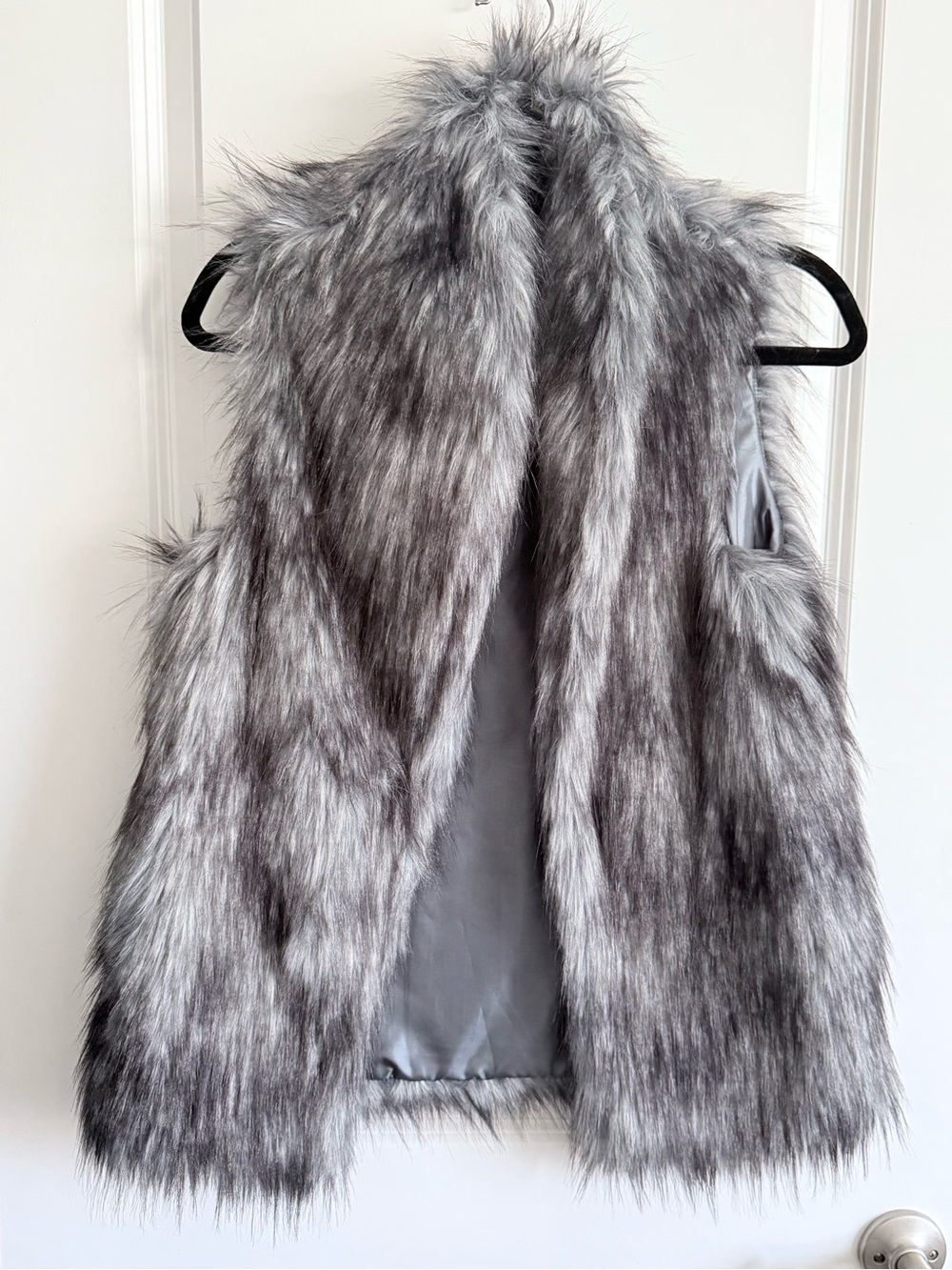 BCBGeneration Silver Gray Faux Fur Vest